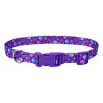 Collar Ajustable Morado con Diseño de Huellitas de 5/8 Plg