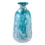 Jarrón de Vidrio Turquesa y Blanco 17 x 17 x 35 cm