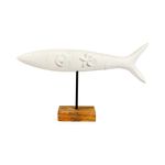 Pez Decorativo Blanco y Madera con Base 44.5 cm