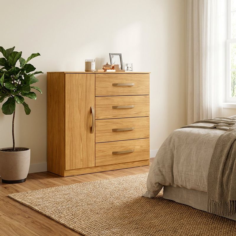 Gavetero Pilar con 4 Gavetas y 1 Puerta Color Café