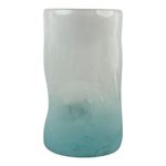 Florero de Vidrio Verde y Blanco 14.5 x 14.5 x 25 cm