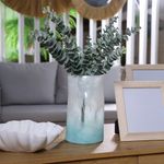 Florero de Vidrio Verde y Blanco 14.5 x 14.5 x 25 cm