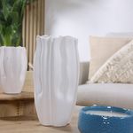 Florero Decorativo Blanco Corrugado 38.5 cm