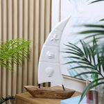 Velero Decorativo Blanco y Madera 50 cm