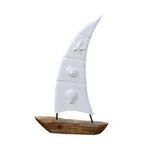 Velero Decorativo Blanco y Madera 50 cm