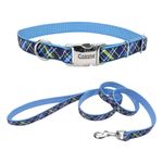 Collar Ribbon Celeste con Rayas de 5/8 Plg