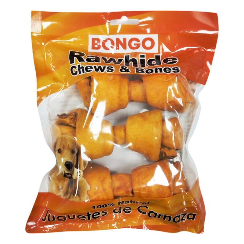 Juguete de Carnaza de Hueso con Sabor a Pollo de 4 a 5 Plg de 3 Uds