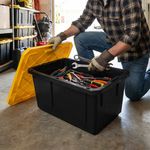 Caja de Almacenamiento de 102 L Color Negro con Tapadera Amarilla