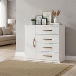 Gavetero Pilar con 4 Gavetas y 1 Puerta 85 x 40 x 94 cm Color Blanco