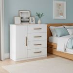 Gavetero Pilar con 4 Gavetas y 1 Puerta 85 x 40 x 94 cm Color Blanco