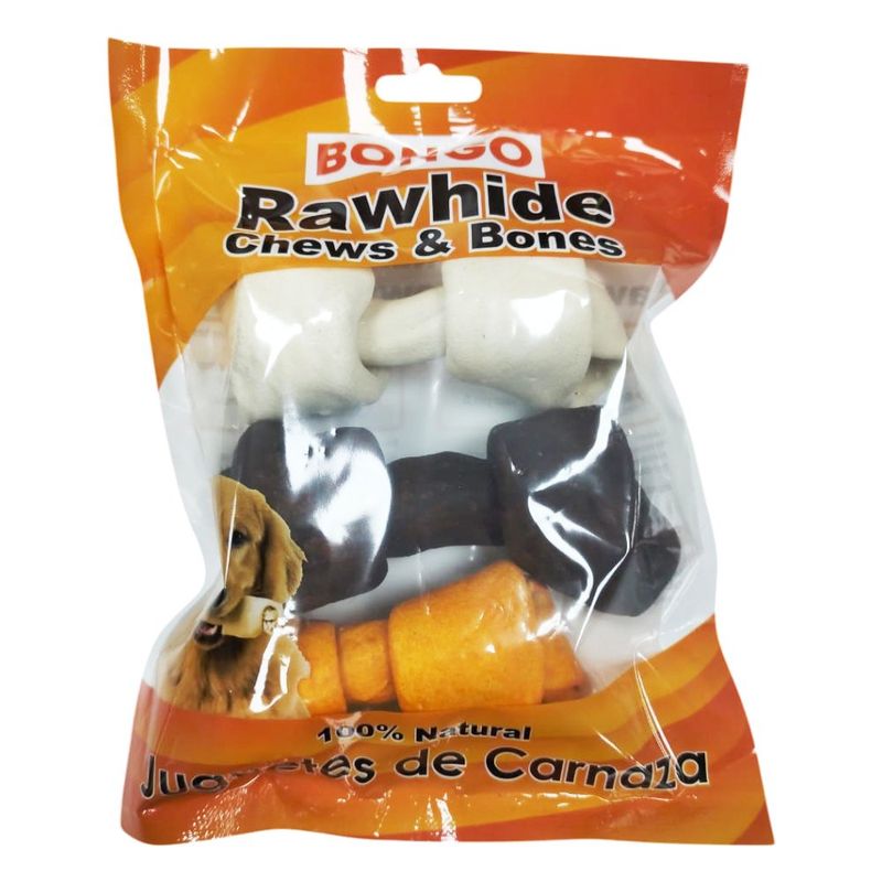 Juguete de Carnaza de Hueso con Sabor Surtido de 4 a 5 Plg de 3 Uds