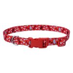 Collar Ajustable Rojo con Diseño de Huesitos de 5/8 Plg