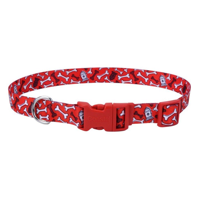 Collar Ajustable Rojo con Diseño de Huesitos de 5/8 Plg