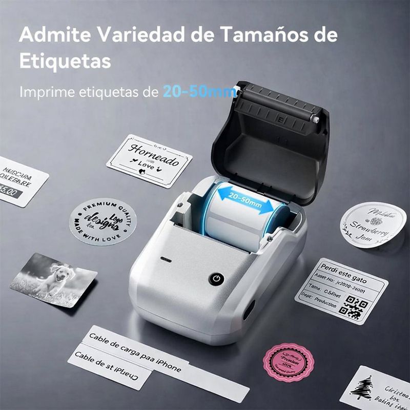 Etiquetadora Bluetooth Portátil Niimbot B1 para Impresión Térmica de Etiquetas Color Plateado