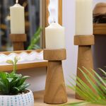 Portavelas de Madera Natural 9 x 9 x 20 cm