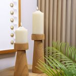 Portavelas de Madera Natural 9 x 9 x 25 cm