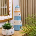 Faro Decorativo Azul y Blanco 12 x 12 x 32 cm
