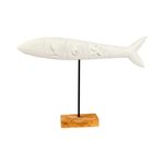 Pez Decorativo Blanco y Madera con Base 54.5 cm