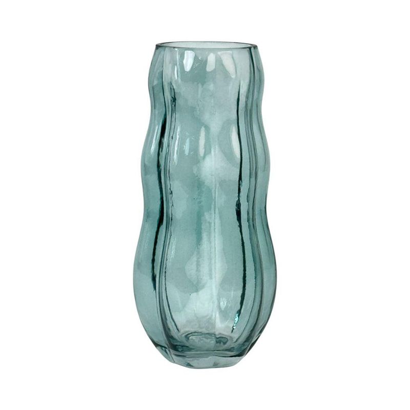 Florero de Vidrio Turquesa Decorativo 12 x 12 x 25.5 cm