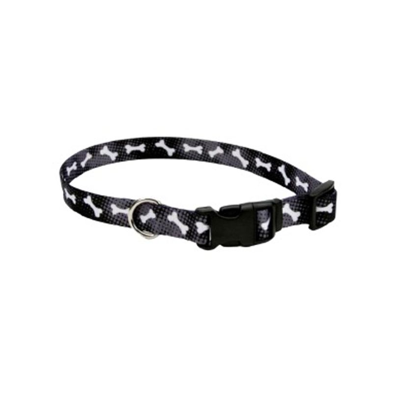Collar Pet Attire Negro con Huesos Blancos de 1 Plg