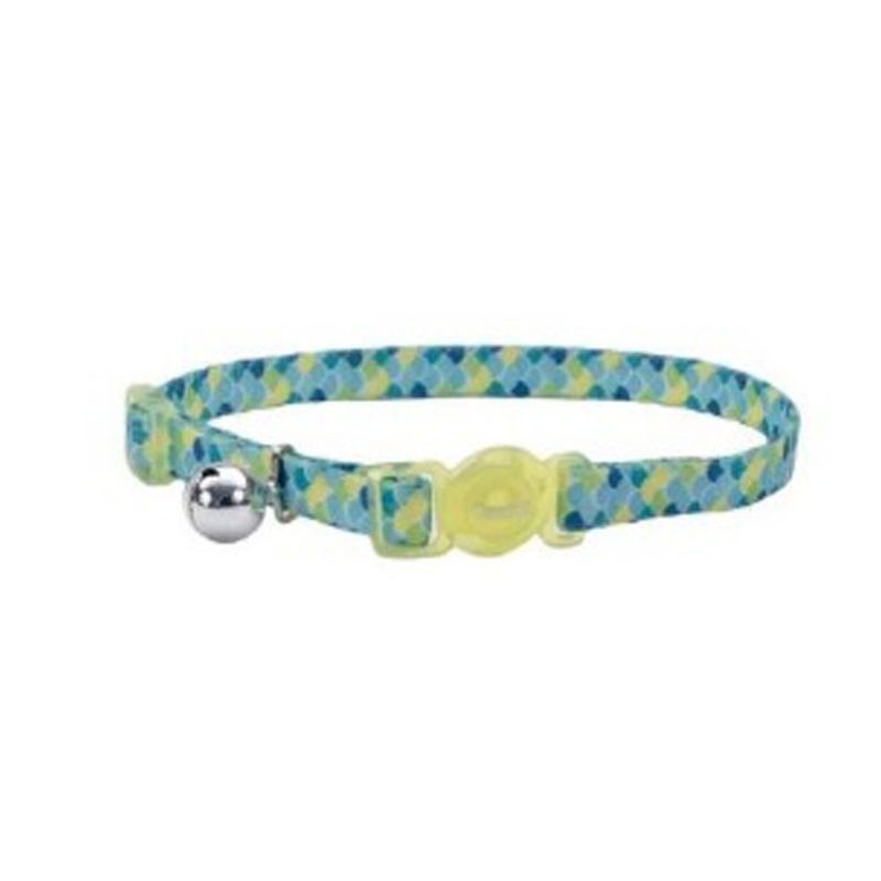 Collar Safe Cat Escamas Celestes con Cascabel de 3/8 Plg