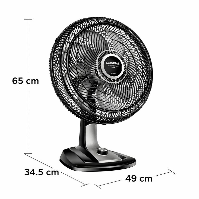 Ventilador de Mesa Mondial Turbo de 40 Cm con 8 Aspas Color Negro