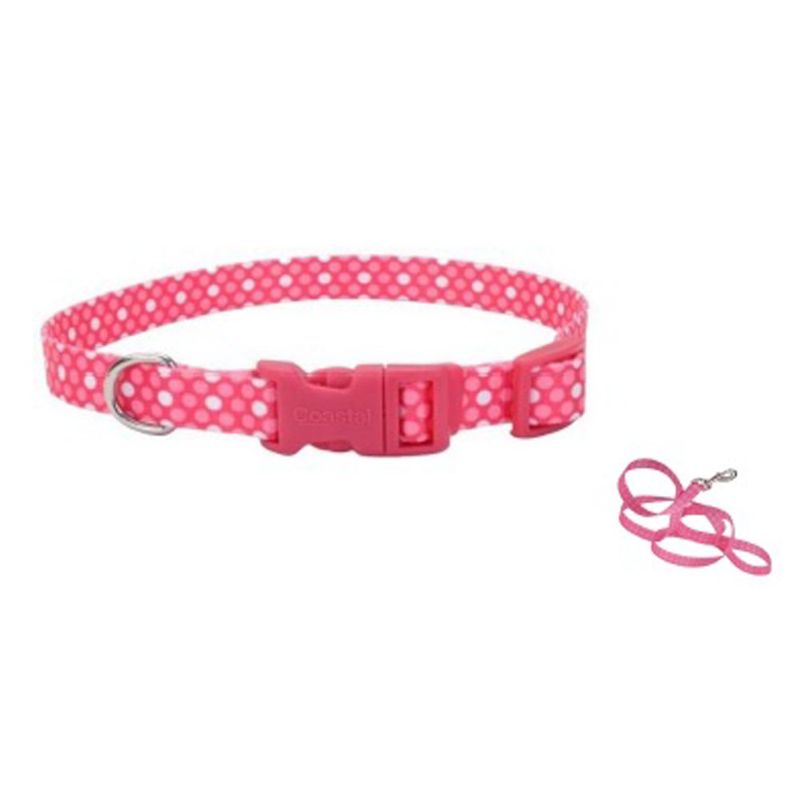 Collar Pet Attire Rosa con Puntos Blancos de 1 Plg