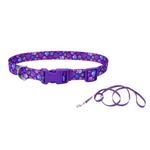 Collar Pet Attire Morado con Huellas Multicolor de 1 Plg