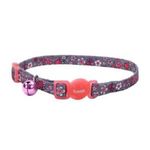 Collar Safe Cat Gris con Flores Rosas y Cascabel de 3/8 Plg