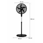 Ventilador de Pedestal Rosthal de 20 Plg con 5 Aspas Color Negro
