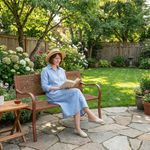 Banca Alma de Metal para Exterior con Diseño Perforado Color Rojo