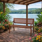 Banca Alma de Metal para Exterior con Diseño Perforado Color Rojo