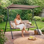 Sillón Columpio para Exterior con Techo Color Taupe 136 x 195 x 173 Cm