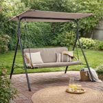 Sillón Columpio para Exterior con Techo Color Taupe 136 x 195 x 173 Cm