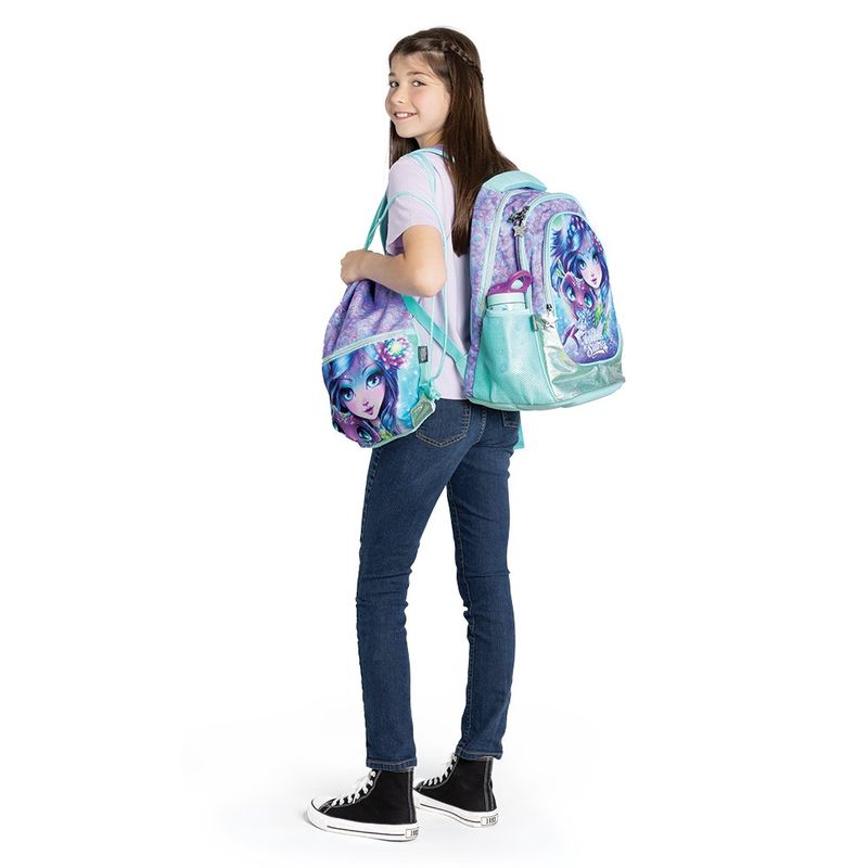 Mochila Infantil Tipo Bolsa Verde Menta con Diseño de Fantasía