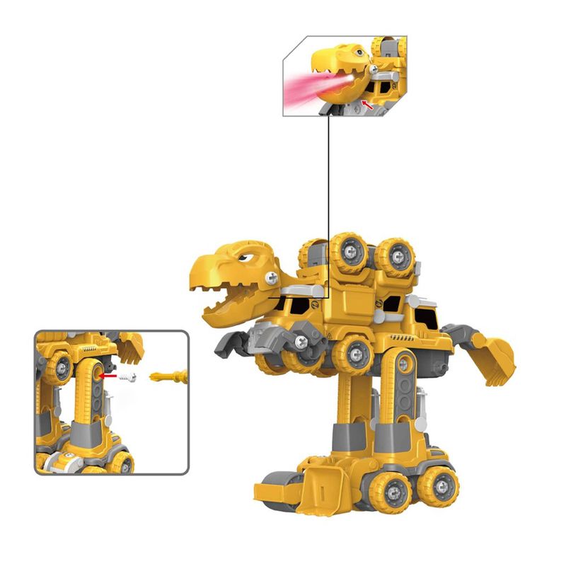 Vehículo Transformable 5 en 1 con 114 Pzas Color Amarillo
