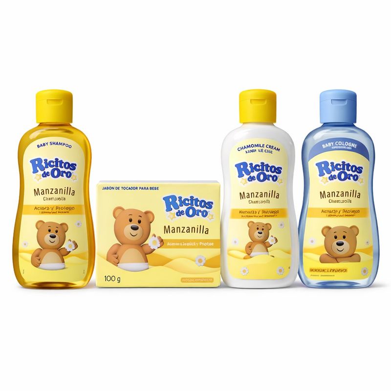 Mini Kit de Cuidado Infantil Ricitos de Oro Aroma Manzanilla 4 Piezas