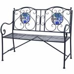 Banca para Exterior de Acero con Respaldo Decorativo Cerámico
