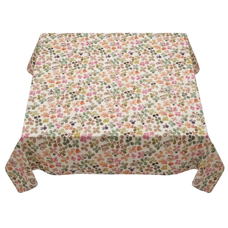 Mantel Cuadrado Estampado Flores Naranja 120 x 120 cm