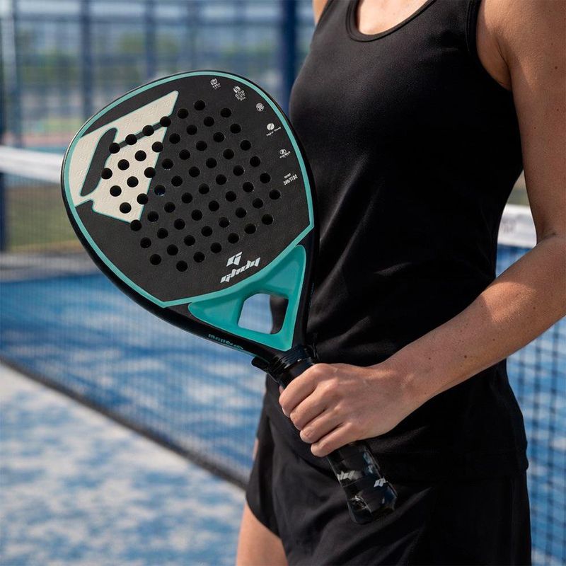 Pala de Pádel Fibra de Carbono Tiapad Negro con Verde