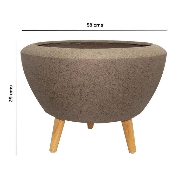 Maceta Redonda Kavala con Patas de Madera 58 x 29 Cm