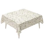 Mantel Cuadrado Estampado Flores Beige y Verde 120 x 120 cm