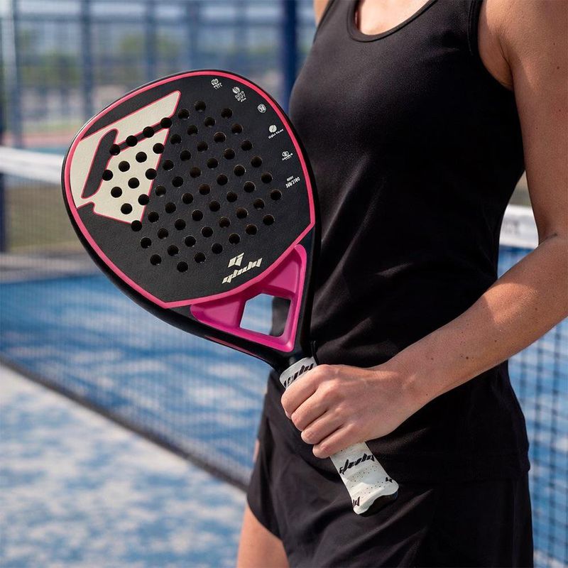 Pala de Pádel Fibra de Carbono Color Negro con Fucsia