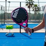 Pala de Pádel Fibra de Carbono Color Negro con Fucsia