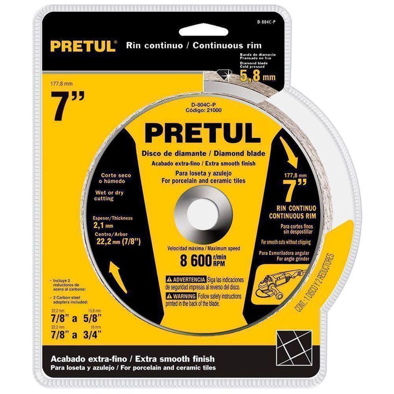 Disco de Diamante para Cerámica Rin Continuo 7 Plg