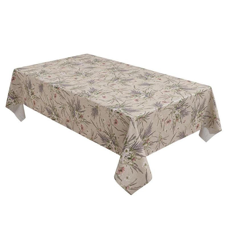 Mantel Rectangular Estampado Flores Beige 140 x 240 cm
