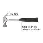 Martillo de Uña Curva con Mango Tubular de Fibra 16 Oz