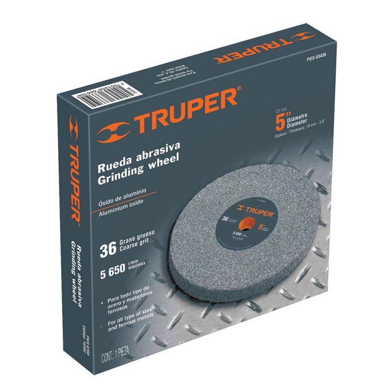 Piedra para Esmeril de Banco con Acabado de Óxido de Aluminio Grano 36 de 5 X 1/2 Plg