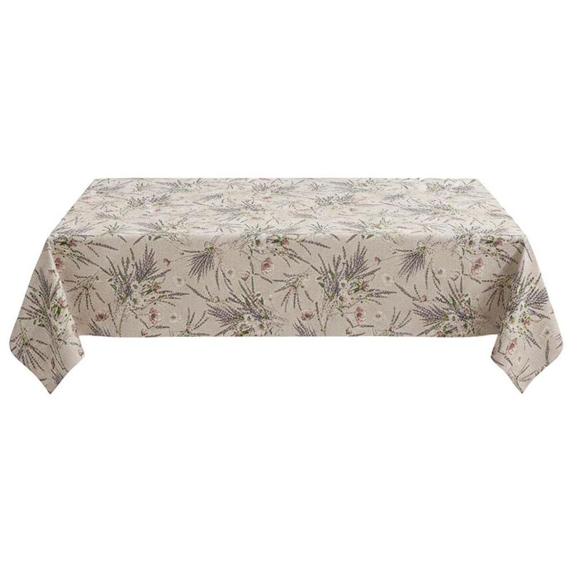 Mantel Cuadrado Estampado Flores Beige 120 x 120 cm