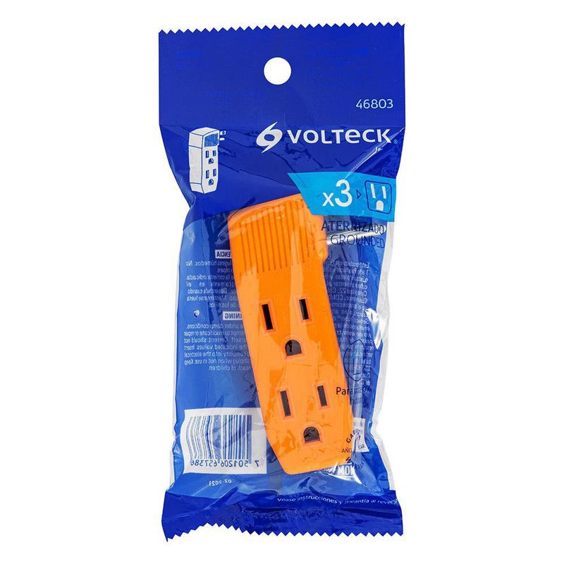 Multicontacto Tipo F Aterrizado de 3 Entradas Naranja